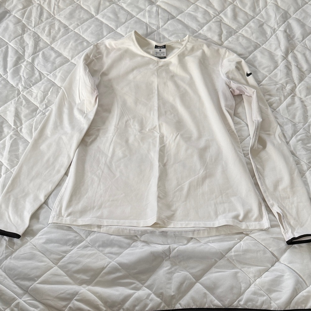 Nike White Long Sleeve Performance Top